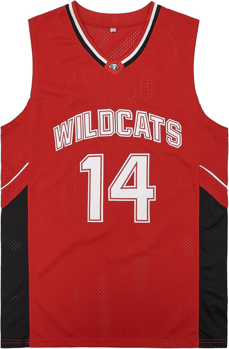 AMORTW Mens Wildcats High School 14 Troy Bolton Jersey 8 Chad Danforth Basketball Jersey for 90s Hiphop Party Costume - Image 1